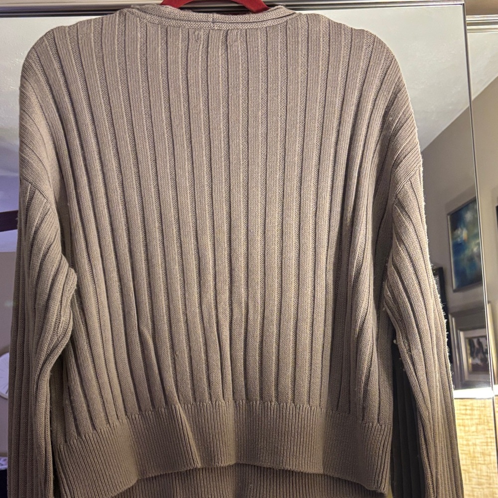 V-Neck Ribbed Sweater - Greige - Picture 2 of 4